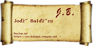 Joó Balázs névjegykártya